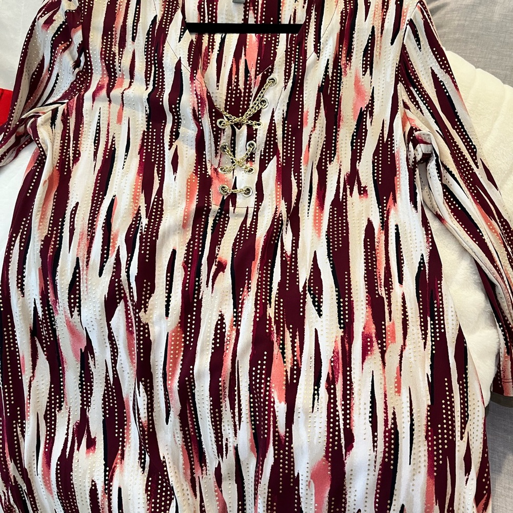 Jm Collection Size Small Tunic Top With Gold Tass… - image 7